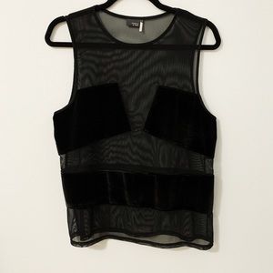 Sparkle & Fade Mesh tank with velvet